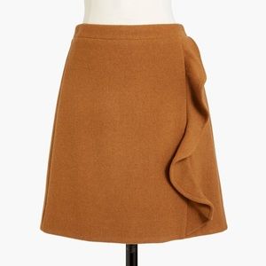 RUFFLE-FRONT MINI SKIRT IN DOUBLE-SERGE WOOL